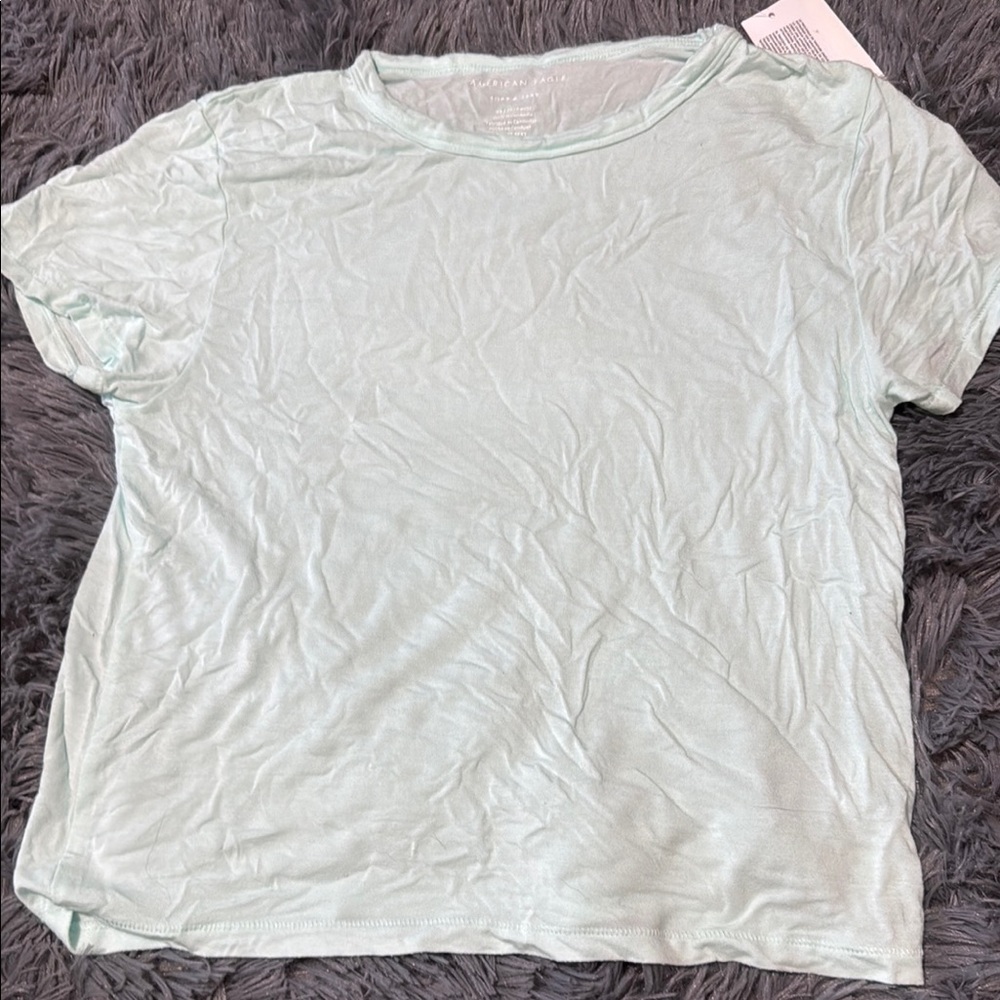 American Eagle Outfitters Light Green Short Sleeve Cropped Soft & Sexy